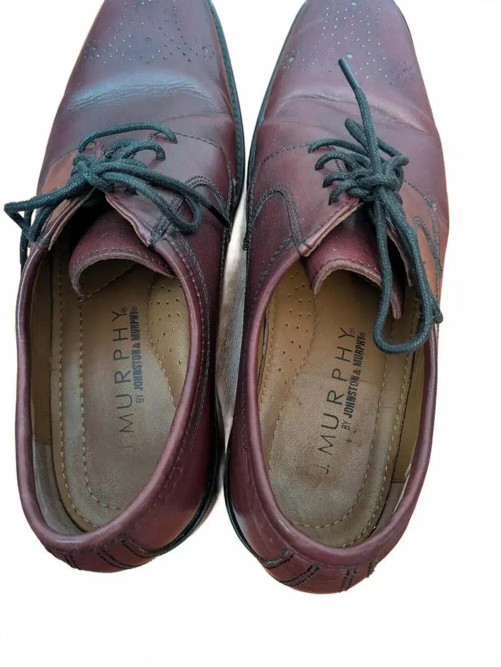 J. Murphy Men's 8M Burgundy Leather Perforated Oxford Dress Shoes 59-0832 School